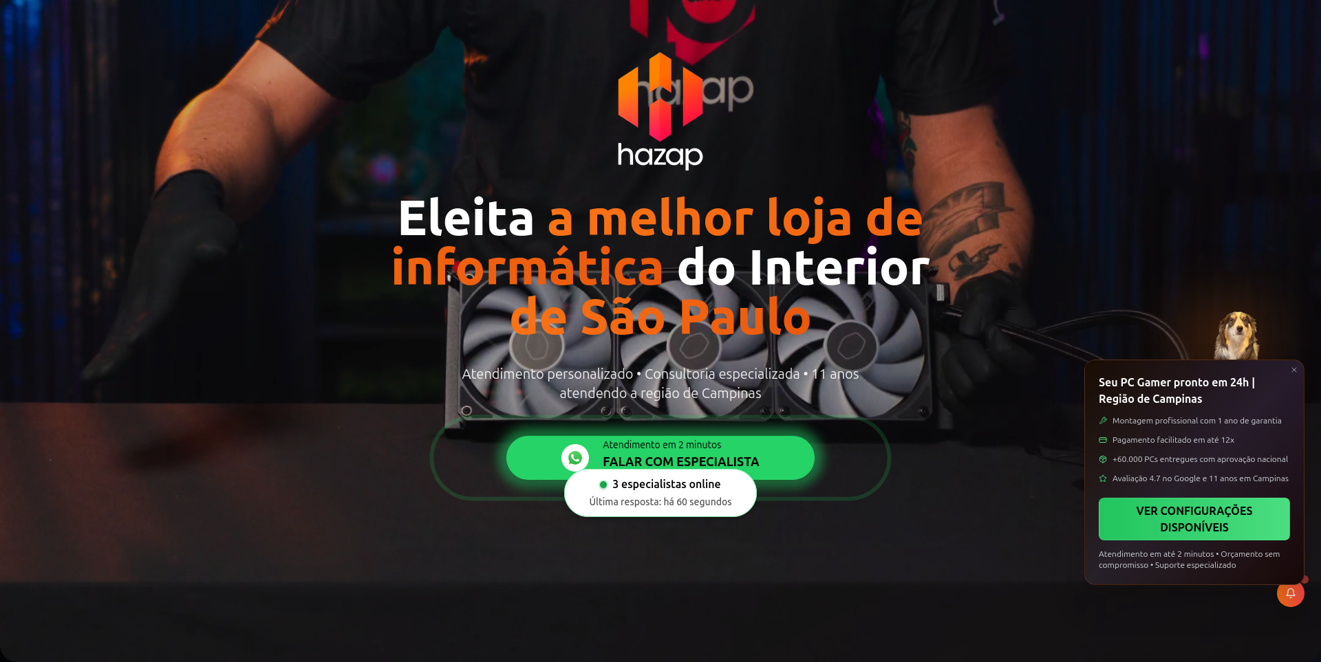 Interface do projeto Hazap Computadores