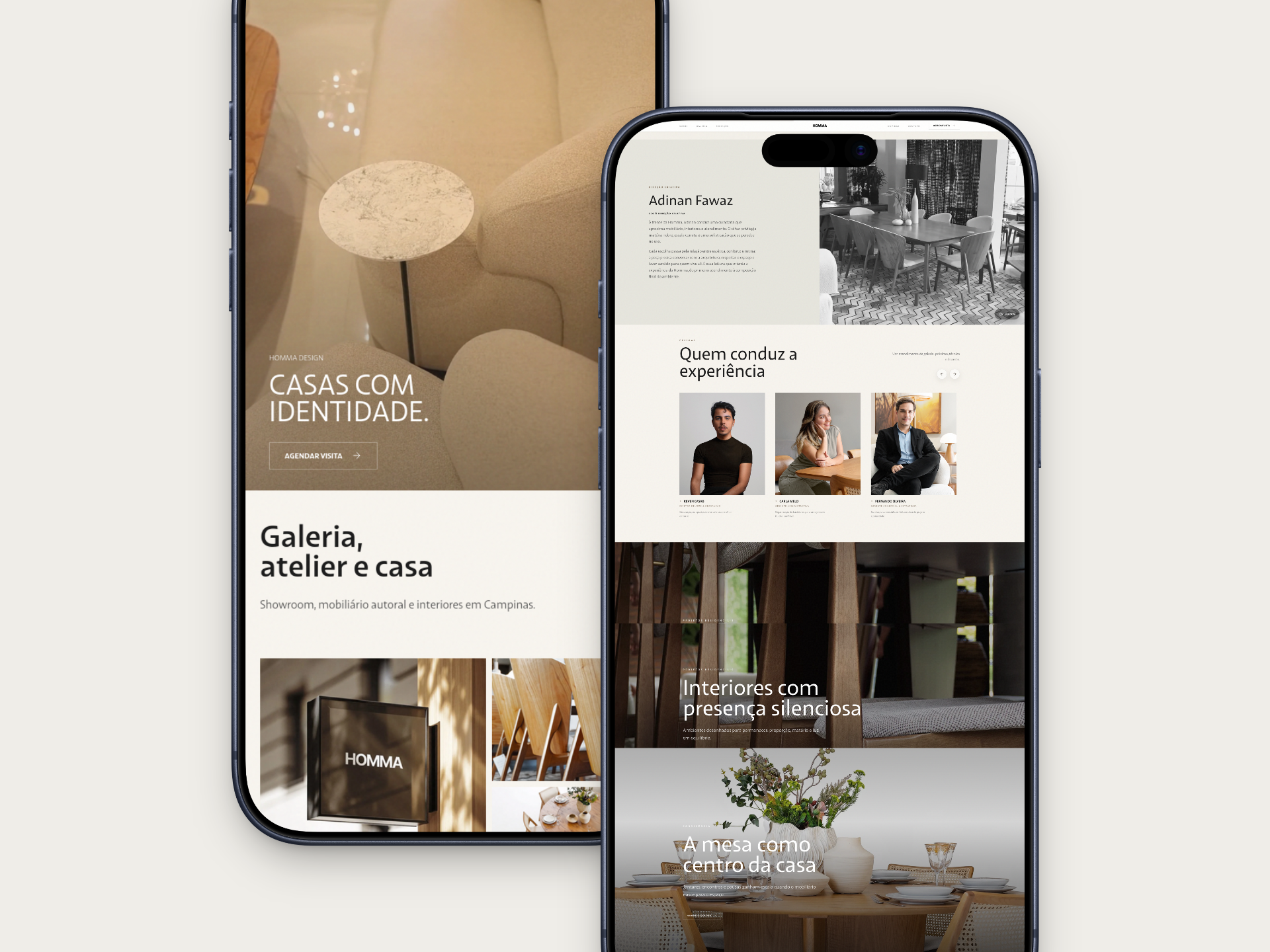 Interface do projeto Homma Design