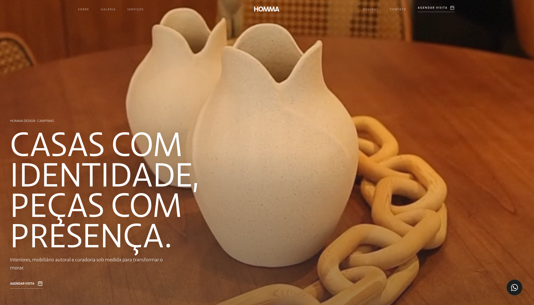 Interface do projeto Homma Design